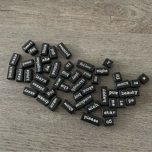 Black Double Sided Word Beads for Crafting